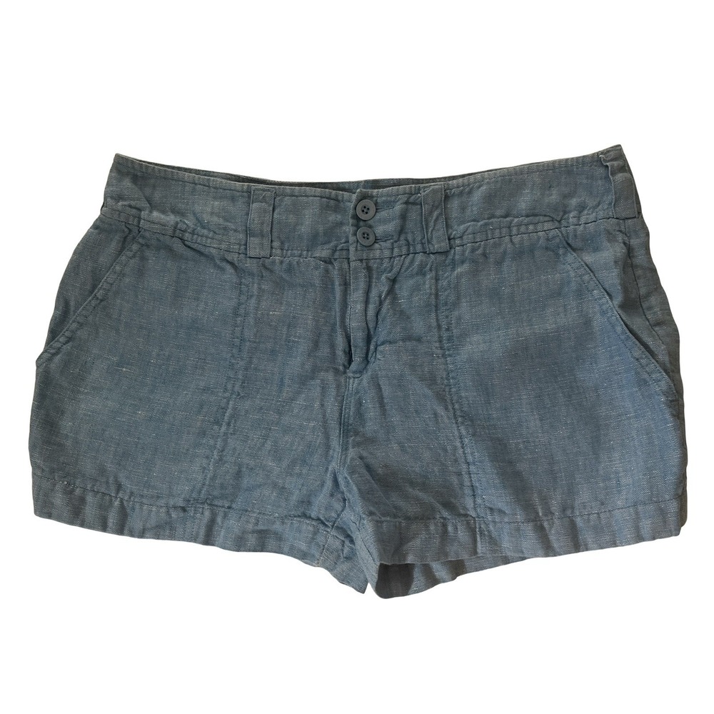 Island Company Women's Size M Short Shorts Light Blue 100% Linen Chino Beachy